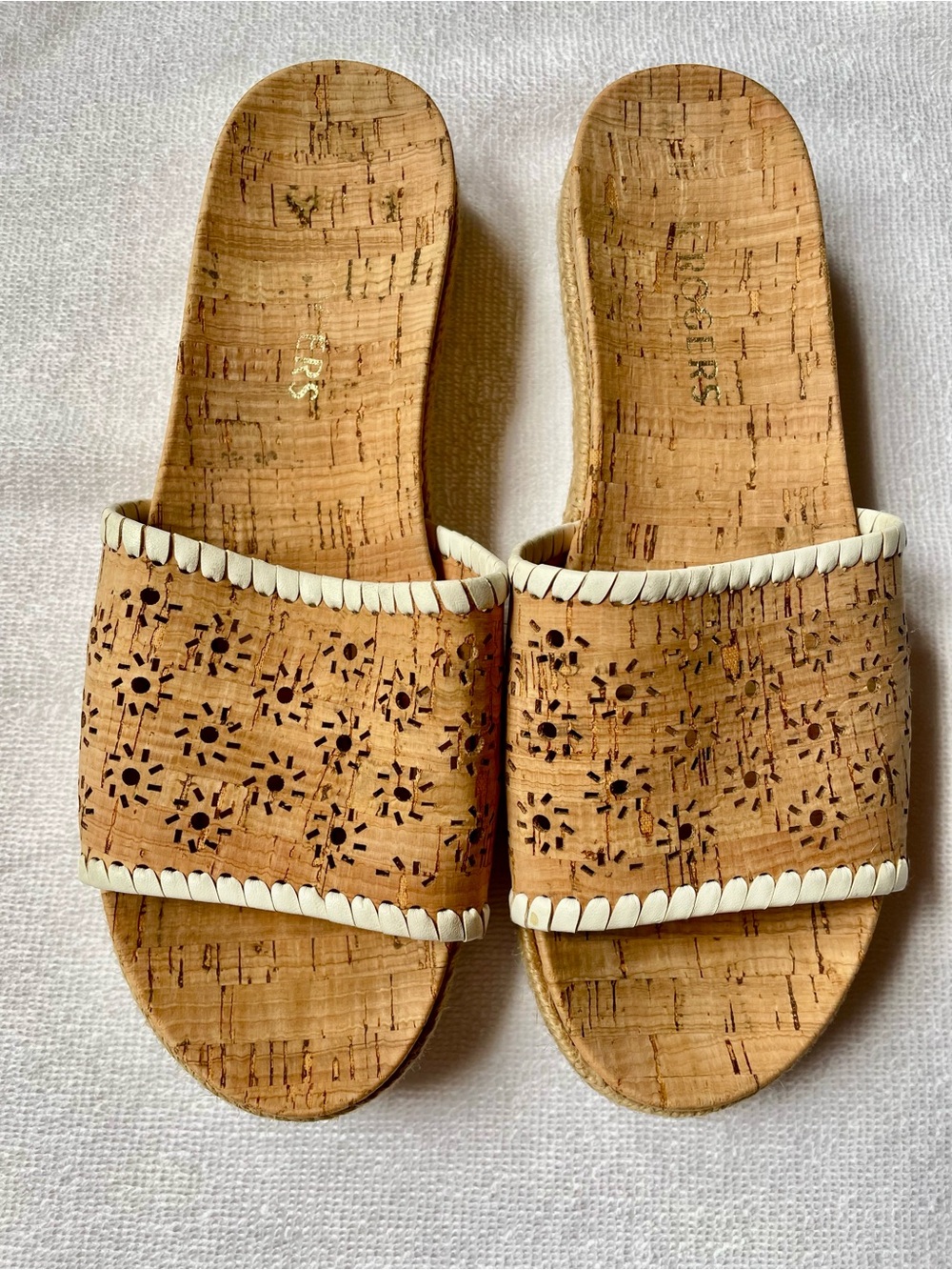Jack Rogers Cork Slide Sandals with White Trim Size 8.5